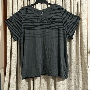 Torrid LoveSick Destructed Tee - Cotton Tie Dye Tiger Stripe Grey - 6X